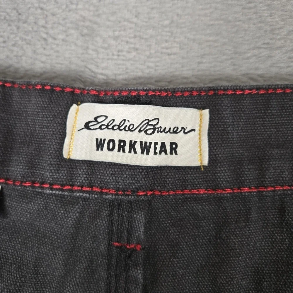 Eddie Bauer Jeans Mens 38x34 Black Canvas Stretch Classic Fit Straight‎ Workwear